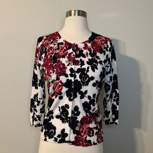 White House Black Market Cardigan Size Small floral sweater